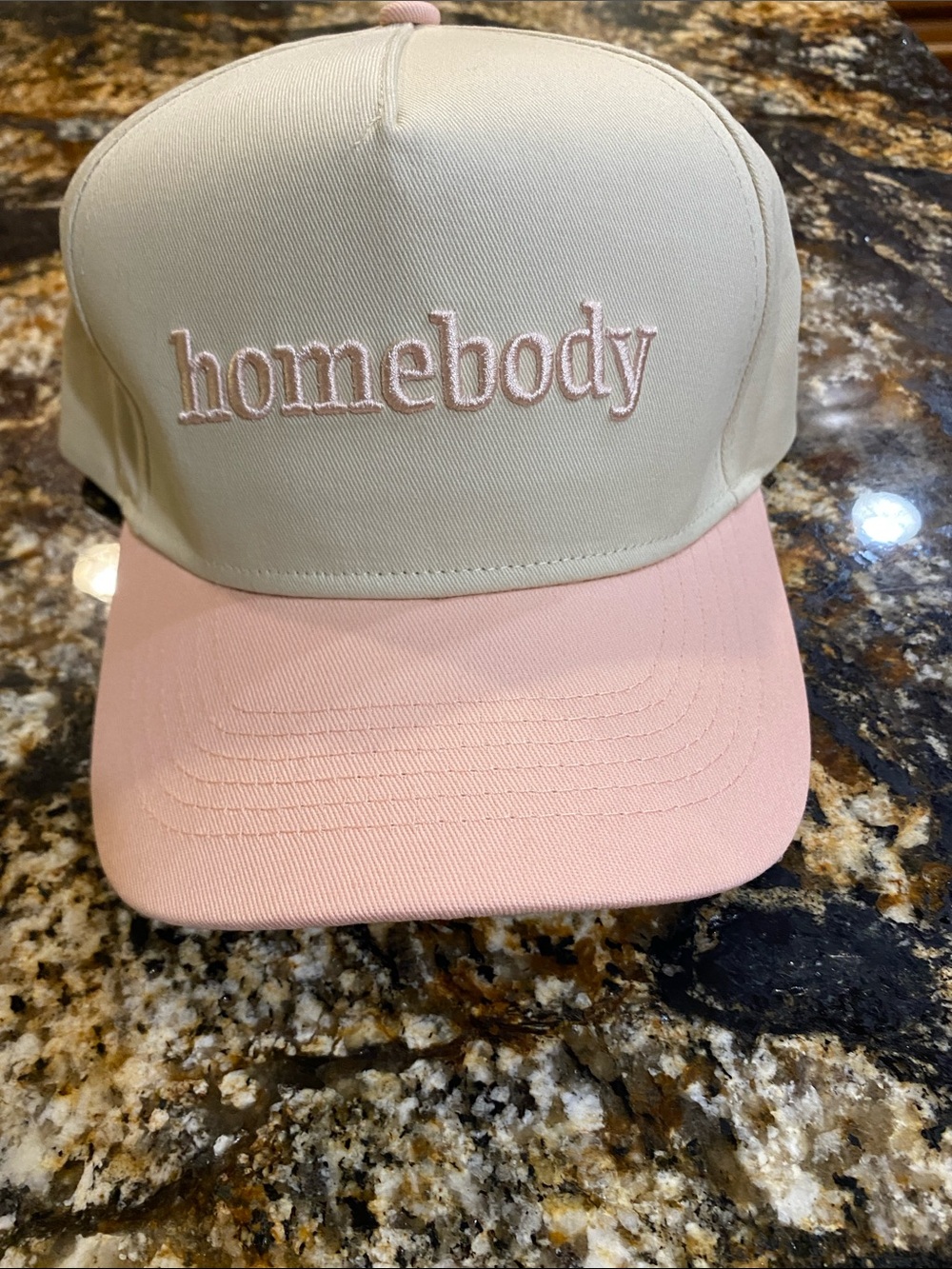 ‘homebody’ Pink and Cream Trucker Hat